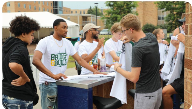 Students gathered at a community event